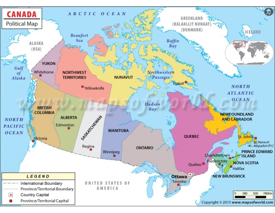 Political Map Of Canada