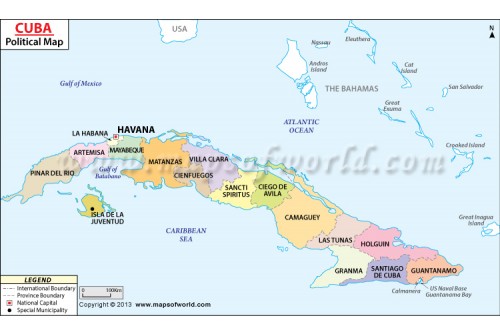Cuba Political Map 