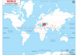 Turkey Location on World Map - Digital File