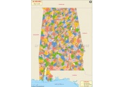 Alabama Zip Code Map - Digital File