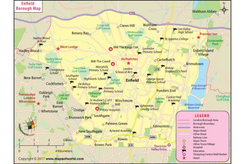 Enfield Borough Map, London