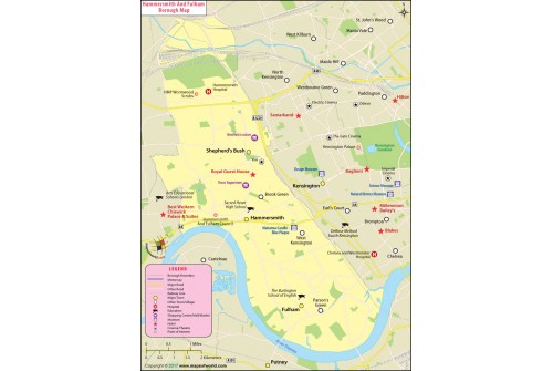Hammersmith and Fulham Borough Map, London