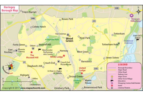 Haringey Borough Map, London