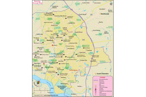 Havering Borough Map, London