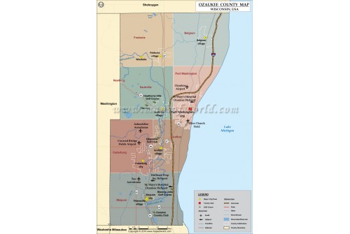 Ozaukee County Map, Wisconsin