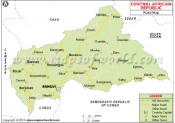 Central African Republic Road Map - Digital File