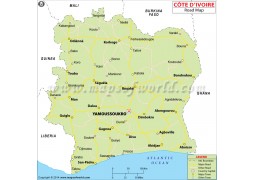 Cote D'Ivoire Road Map - Digital File
