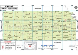 Kansas Latitude Longitude Map - Digital File