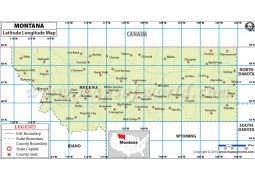 Montana Latitude Longitude Map - Digital File