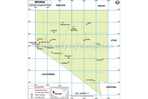 Nevada Latitude Longitude Map