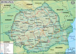 Romania Political Map, Dark Green 