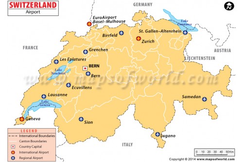 Switzerland Airports Map
