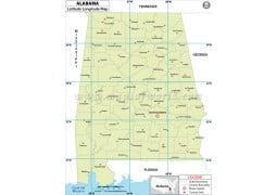 Alabama Latitude Longitude Map - Digital File
