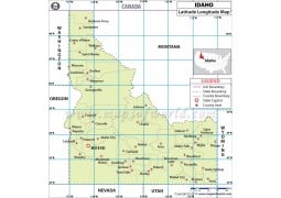 Idaho Latitude Longitude Map - Digital File