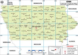 Iowa Latitude Longitude map - Digital File