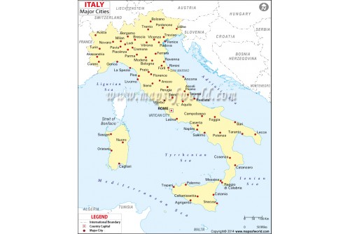 Map of Italy with Major Cities