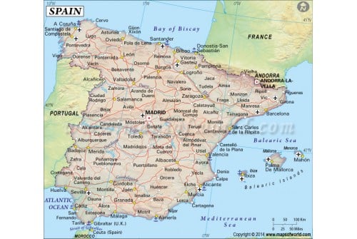 Spain Country Map (Earth Toned)