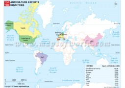 World Top Ten Agricultural Exports Countries Map - Digital File