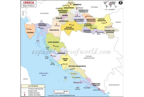 Croatia Map in Spanish