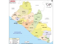 Liberia Map in Spanish - Digital File