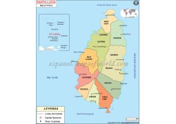 Saint Lucia Map in Spanish - Digital File