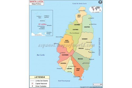Saint Lucia Map in Spanish