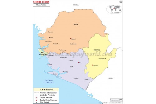 Sierra Leone Map in Spanish