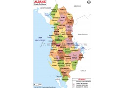 Albanie Carte Politique-Albania Political Map - Digital File