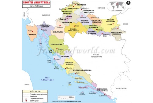 Croatie Carte Politique-Croatia Political Map