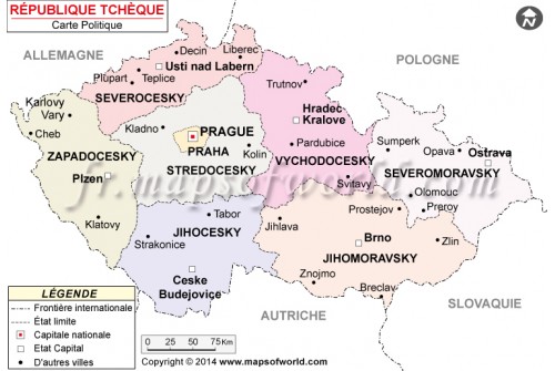 Republique Tcheque Carte Politique-Czech Republic Political Map