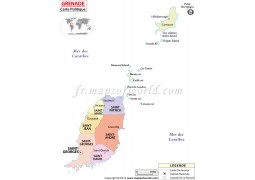 Grenada Map in French - Digital File