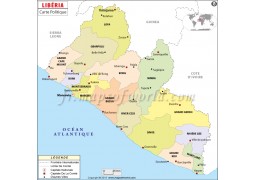 Liberia Carte Politique-Liberia Political Map - Digital File