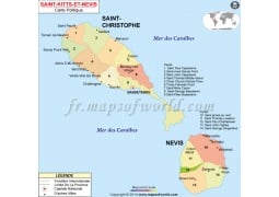 Saint Kitts And Nevis Map - Digital File