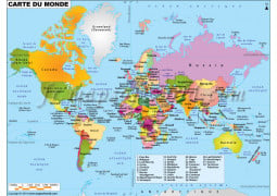 World Map in French-Carte De Monde - Digital File