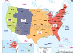 USA Time Zone Map Bangla - Digital File
