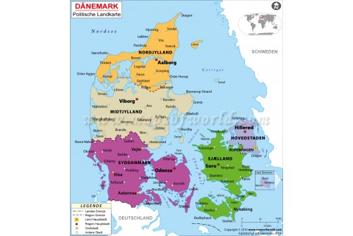 Denmark Political Deutsch Map
