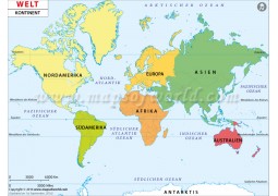World Continent Deutsch Map - Digital File
