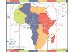 Carte du fuseau horaire de l'Afrique - Africa Time Zone French - Digital File
