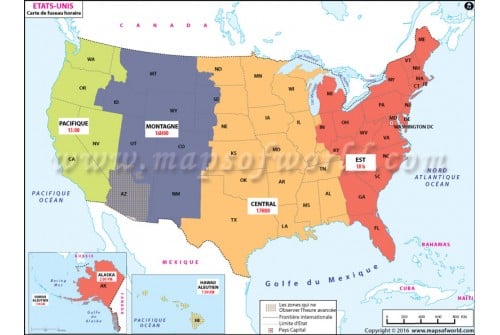 USA Time Zone French Map