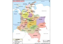 Colombia Political Map in Spanish - Digital File