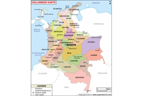 Colombia Political Map in Spanish