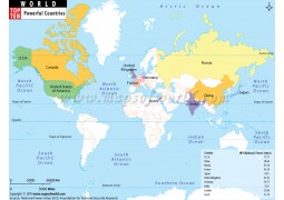 World Map Of Top Ten Countries By Nuclear Warheads - Digital File
