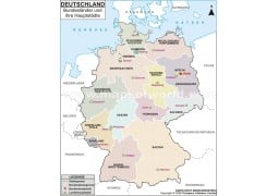 Federal Countries Germany Map - Provinces and Their Capitals - Digital File