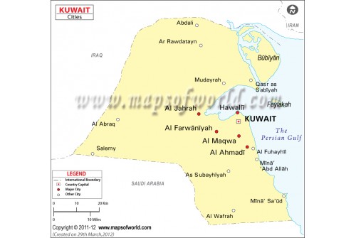 Kuwait Map with Cities