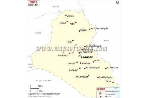 Iraq Map with Cities