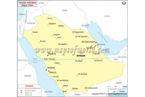 Saudi Arabia Map with Cities