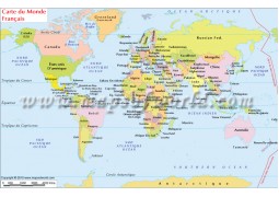 Carte du Monde Francais (World Political Map in French) - Digital File