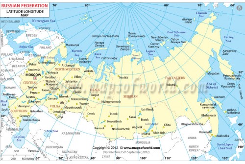 Russia Latitude and Longitude Map