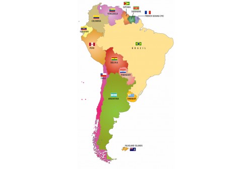 South American Countries Flags Map