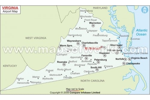 Virginia Airports Map